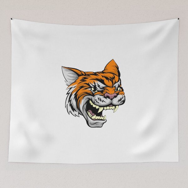 Item preview, Fierce Tiger Mascot – Bold Cartoon Head with Roaring Expression designed and sold by TeesHearts100.