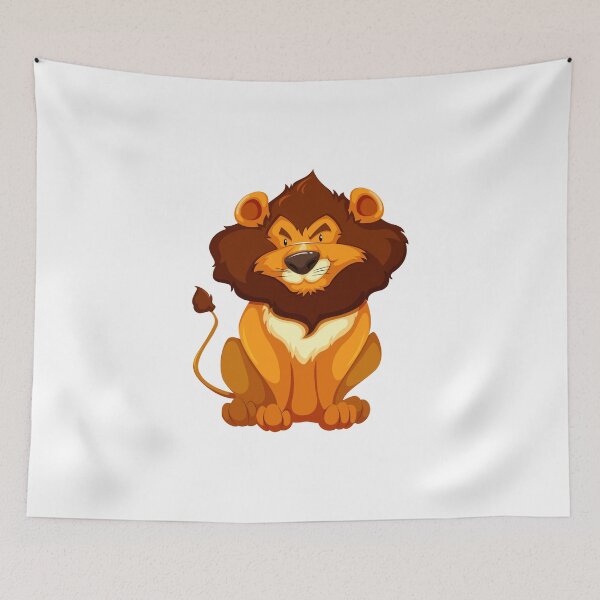 Item preview, Grumpy Cartoon Lion – Bold Front-Facing Jungle King Illustration designed and sold by TeesHearts100.