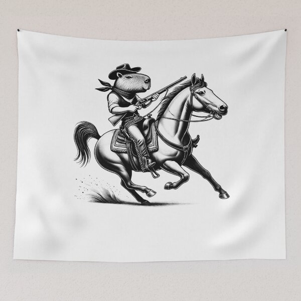 Item preview, Vintage Capybara Riding A Horse Funny Western Country designed and sold by Kimberley King Art  King Art.