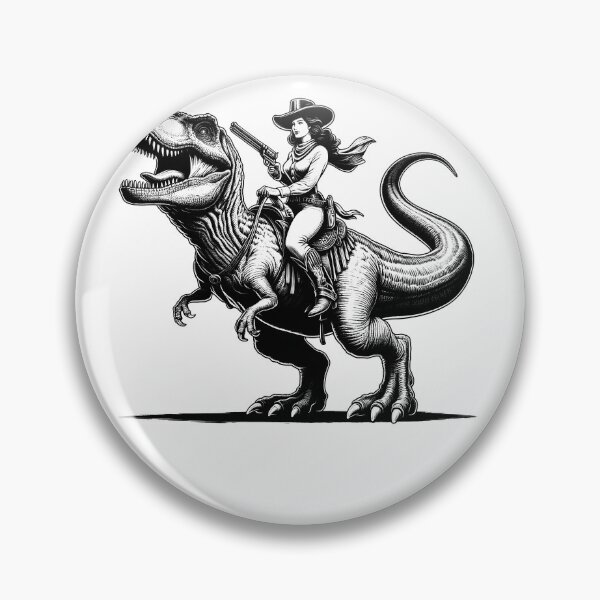 Item preview, Vintage Cowgirl Riding Dinosaur Weird Western Country designed and sold by Kimberley King Art  King Art.
