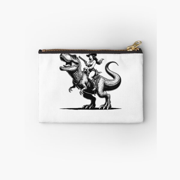 Item preview, Vintage Cowgirl Riding Dinosaur Weird Western Country designed and sold by Kimberley King Art  King Art.