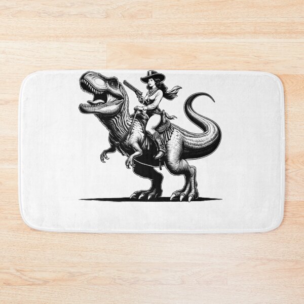 Item preview, Vintage Cowgirl Riding Dinosaur Weird Western Country designed and sold by Kimberley King Art  King Art.