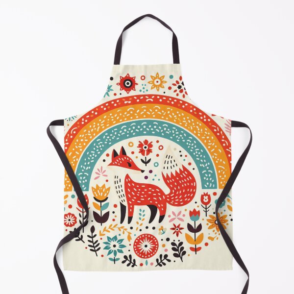 Item preview, Scandinavian Folk Art Fox – Woodland Prowl Beneath a Floral Rainbow by heidiannemorris © designed and sold by FOLK ART FUSION by heidiannemorris.