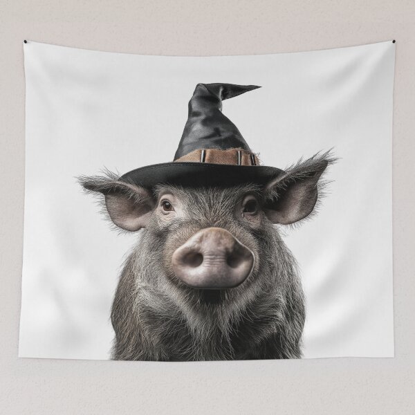 Item preview, Warthog Wearing Halloween Witch Hat designed and sold by LazyOwlStore.