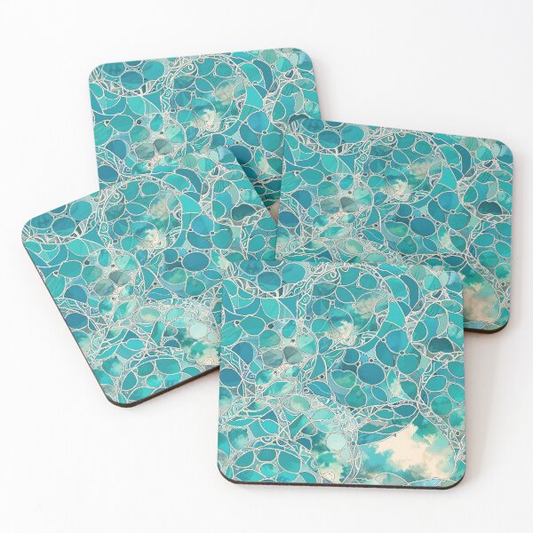 Item preview, Abstract Turquoise Stained Glass Pattern with Organic Shapes designed and sold by CoolPixels.