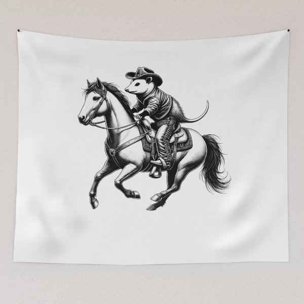 Item preview, Vintage Possum Riding A Horse Funny Western Country designed and sold by Kimberley King Art  King Art.