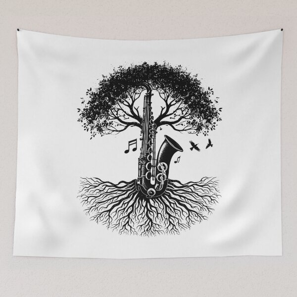 Item preview, Vintage Saxophone Player Music Tree Saxophonist designed and sold by Kimberley King Art  King Art.