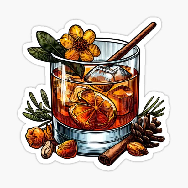Aperçu de l'œuvre Cocktail à l'ancienne avec une touche florale créée et vendue par BloomAndStick.