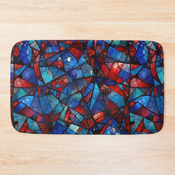 Item preview, Broken stained-glass mosaic in dark blues and reds designed and sold by CoolPixels.