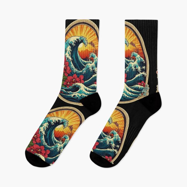 Item preview, The Great Wave of Kanagawa at Sunset with Hawaii Orchids designed and sold by NautiChic.
