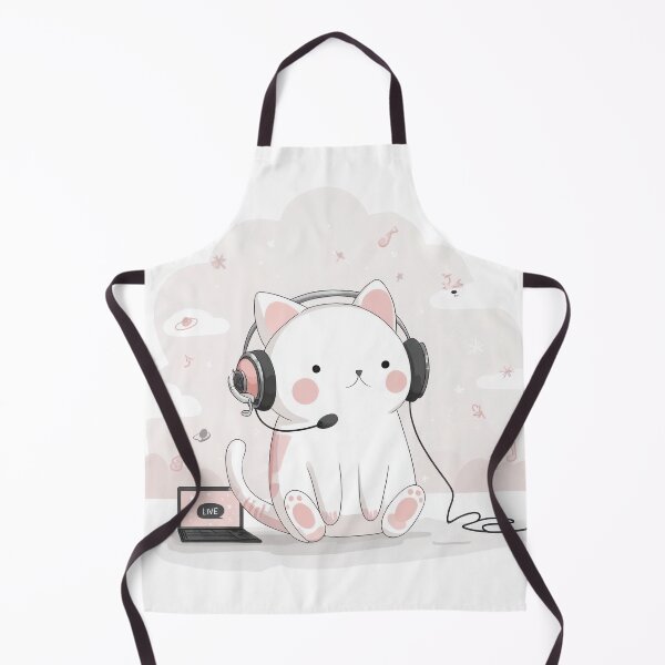 Item preview, Kawaii Cat Streamer – Cute Gamer Kitty with Headset and Laptop in Cozy Pastel Style designed and sold by ThaiArtShop.