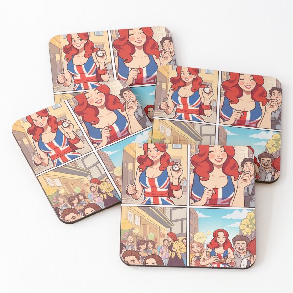 Item preview, Union Jack Power – Comic Style Redhead in British Flag Dress designed and sold by Emilia-Design.