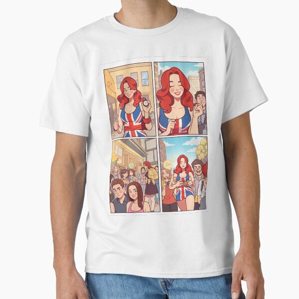 Item preview, Union Jack Power – Comic Style Redhead in British Flag Dress designed and sold by Emilia-Design.
