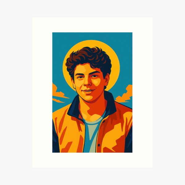 Vibrant Portrait of Blessed Carlo Acutis, Millennial Saint, Young and Handsome V.1c Without Text Art Print
