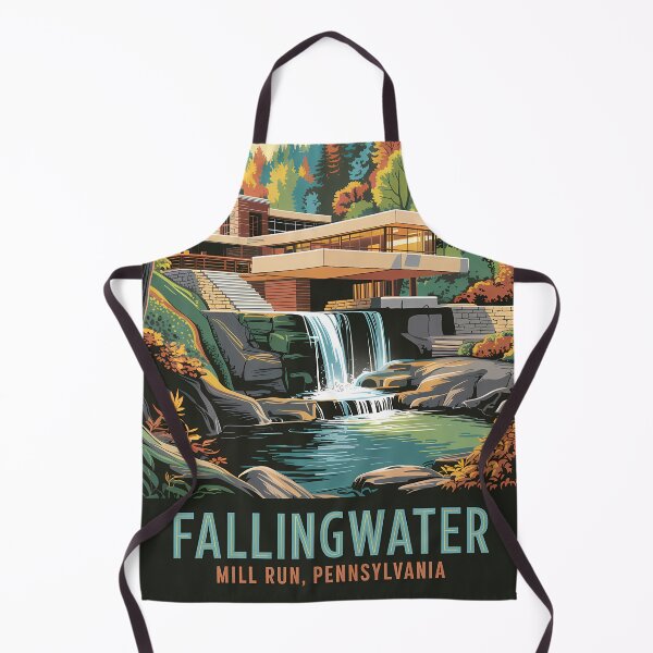 Item preview, Fallingwater Retro Poster – Frank Lloyd Wright Architecture in Autumn Forest	 designed and sold by Trend Pixel Co..