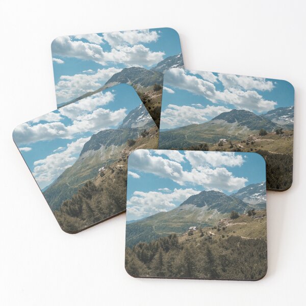 Item preview, majestic alpine trail in bernina Alps, snowcapped peaks and charming mountain hut designed and sold by svanaerschot.