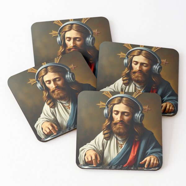 Item preview, Jesus DJing . Oil painting of Jesus as a DJ  designed and sold by Obinne.
