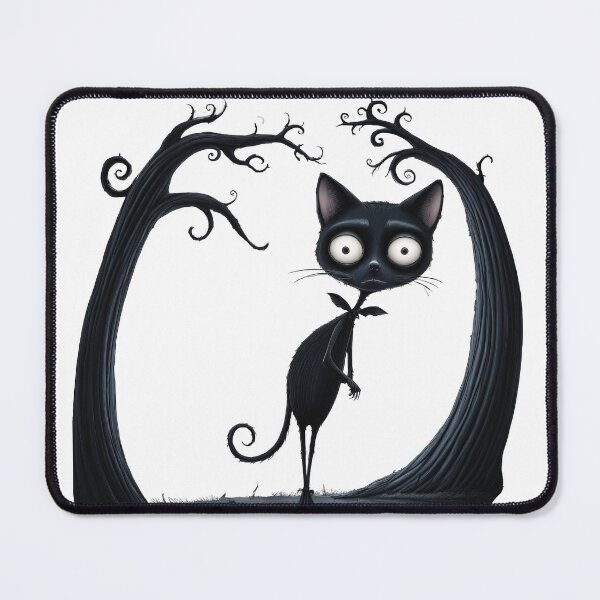 Item preview, Spooky Cat in Tim Burton Style, Halloween Decor, Quirky Home Accents, Fun Wall Art, Unique Gift Idea designed and sold by FPortraits.