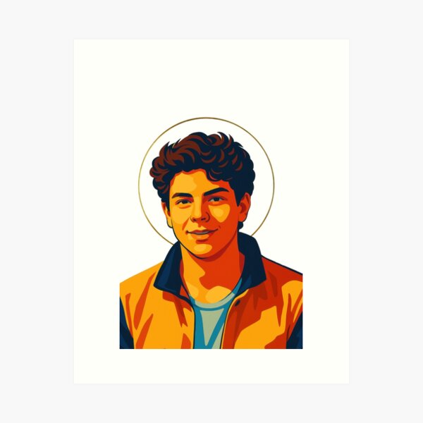 Blessed Carlo Acutis, Millennial Saint, colorful portrait Art Print