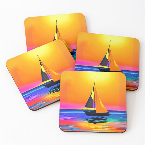 Item preview, Sailboat Against a Vibrant Ocean Sunset designed and sold by Marymarice.