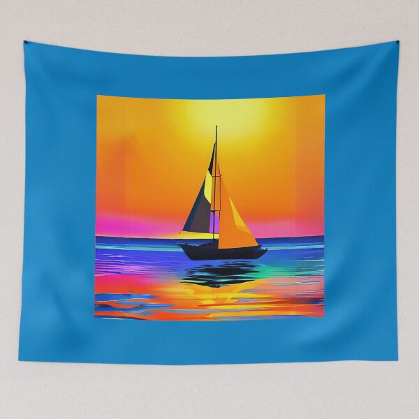 Item preview, Sailboat Against a Vibrant Ocean Sunset designed and sold by Marymarice.