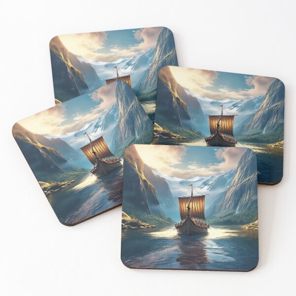 Item preview, Viking Longboat Sailing Up a Fjord designed and sold by Kathy Weaver.