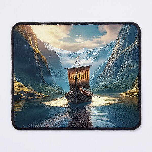 Item preview, Viking Longboat Sailing Up a Fjord designed and sold by Kathy Weaver.