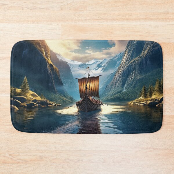 Item preview, Viking Longboat Sailing Up a Fjord designed and sold by Kathy Weaver.