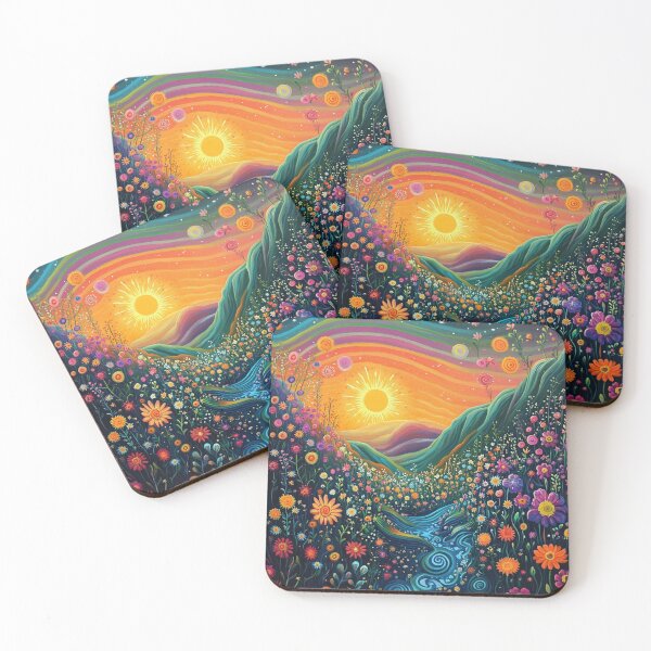Item preview, Groovy Psychedelic Trippy Algeapunk Flower Country Illustration Art  designed and sold by GrinGalore.