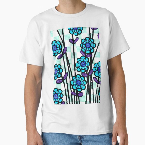 Vista previa del artículo con la obra «Flores de tablero de ajedrez aqua fresh», diseñado y vendido por bekki smith.