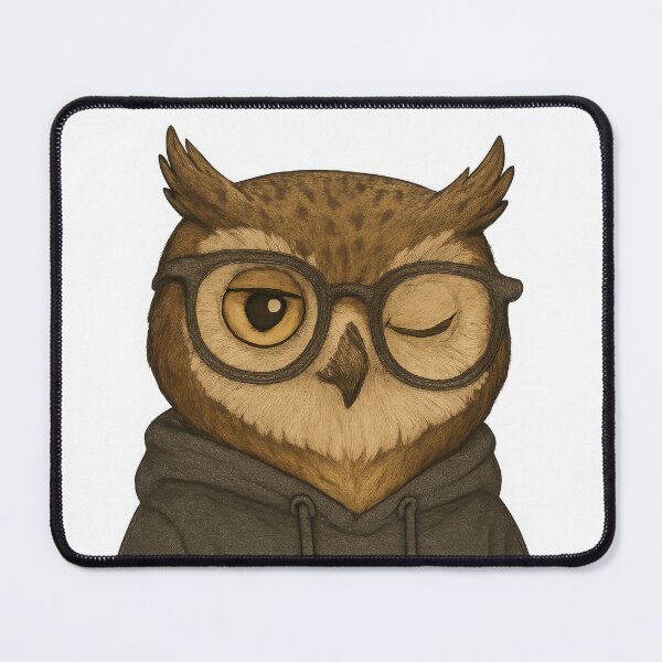 Item preview, Winking cartoon owl in hoodie and glasses designed and sold by ImagineCorner.