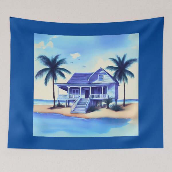 Item preview, Beach House with Palm Trees designed and sold by Marymarice.