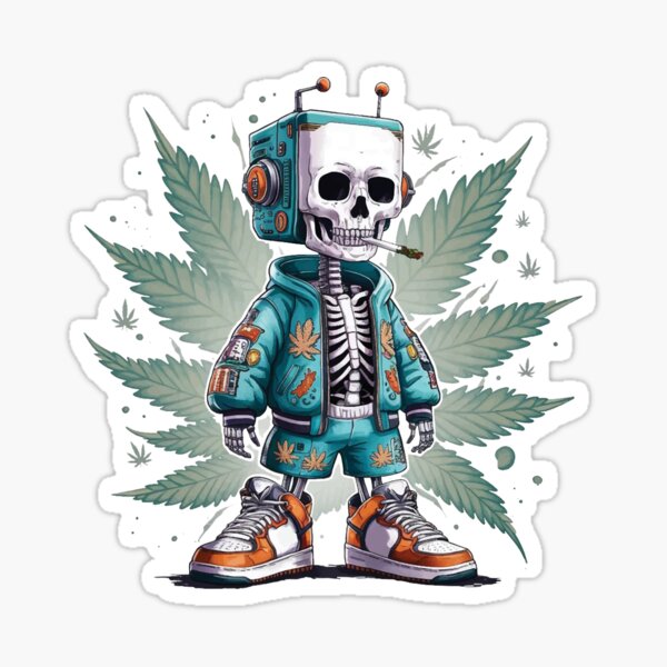 Item preview, Skeleton Cannabis Vibes art designed and sold by CARTERRSHOP.