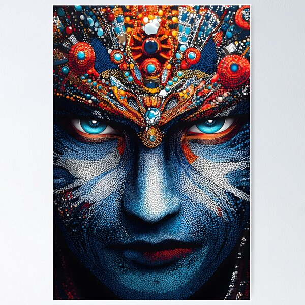 Item preview, Vibrant mosaic face with intricate patterns and colors designed and sold by Artessie.