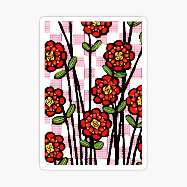 Vista previa del artículo con la obra «Flores de tablero de ajedrez de un rojo intenso», diseñado y vendido por bekki smith.