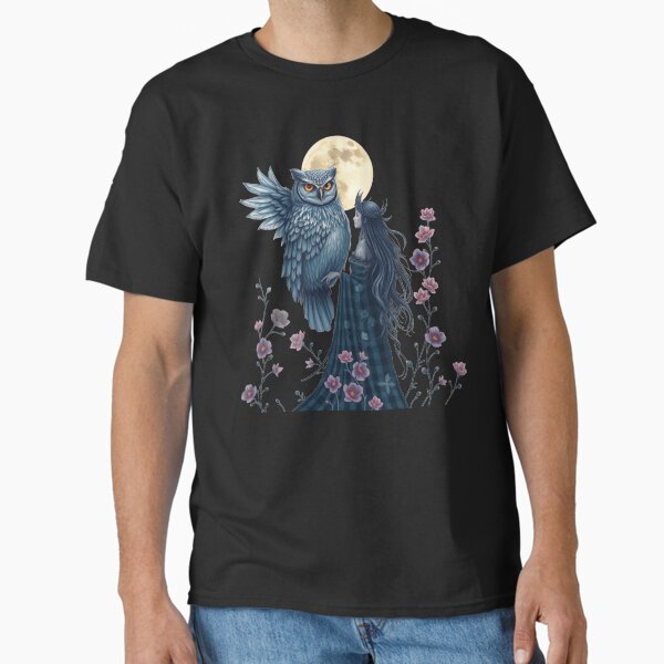 Item preview, Fantasy Owl and Lady in Blue-Gray Tones with Purple Flowers designed and sold by Jessielee72.