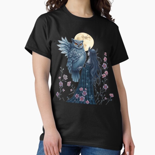 Item preview, Fantasy Owl and Lady in Blue-Gray Tones with Purple Flowers designed and sold by Jessielee72.