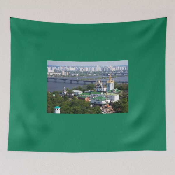Item preview, Kyiv-Pechersk Lavra Monastery and Dnipro River View with Bridge between Right and Left parts of the Kyiv City, Kyiv, Ukraine  designed and sold by Maryna Gumenyuk.