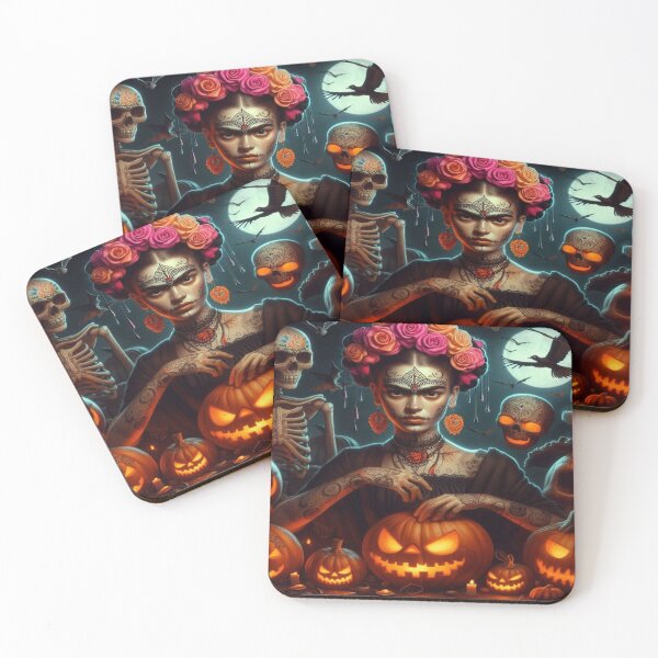 Item preview, A spooky Halloween night in the style of Frida Kahlo: art meets the supernatural designed and sold by FotoworldEdel.