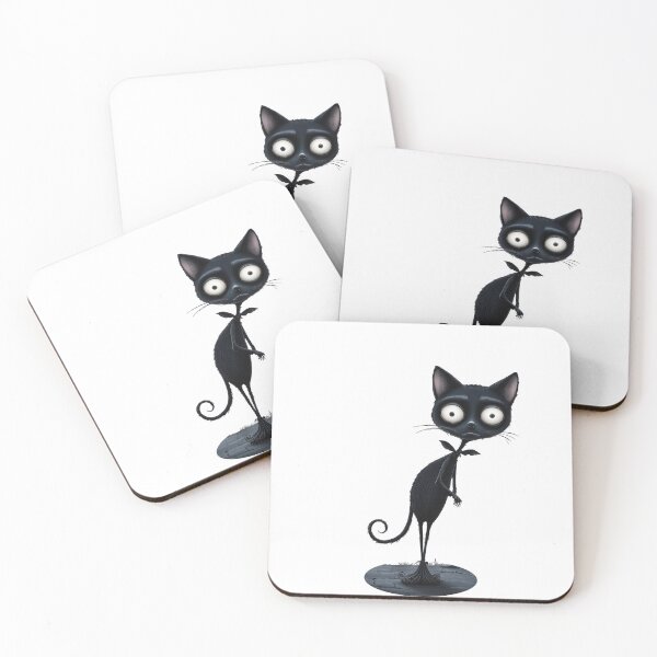 Item preview, Spooky Cat in Tim Burton Style, Halloween Decor, Quirky Home Accents, Fun Wall Art, Unique Gift Idea designed and sold by FPortraits.