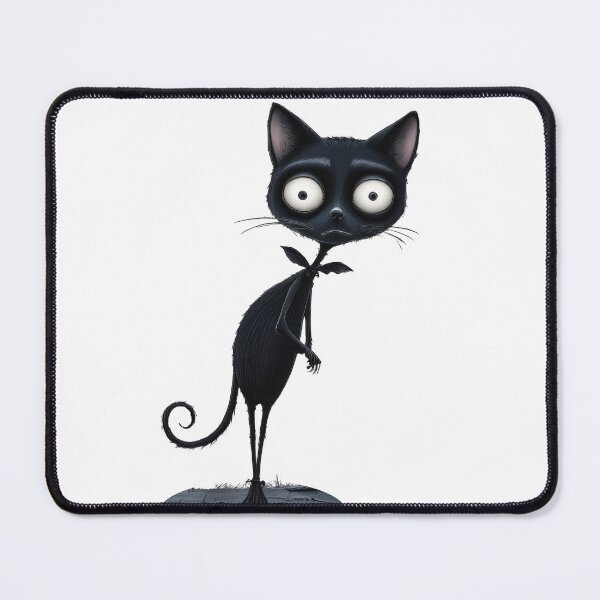 Item preview, Spooky Cat in Tim Burton Style, Halloween Decor, Quirky Home Accents, Fun Wall Art, Unique Gift Idea designed and sold by FPortraits.