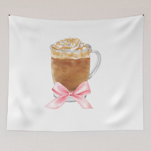 Item preview, Caramel Whipped Cream Coffee with Pink Bow – Coquette Café Watercolor Aesthetic designed and sold by DivinePassion.