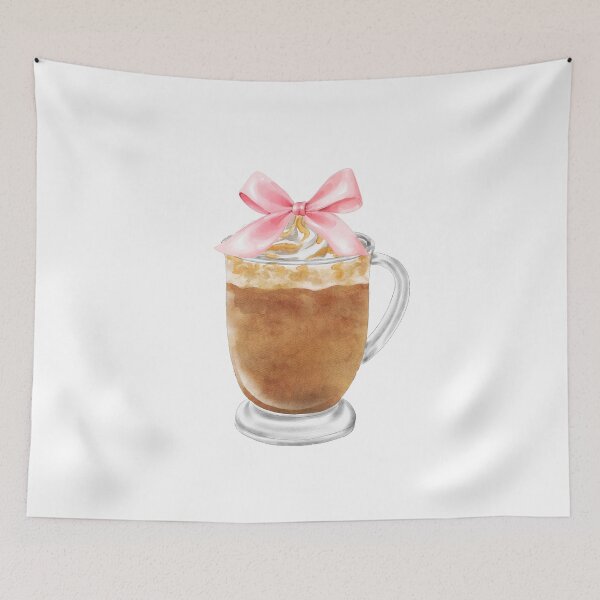 Item preview, Caramel Whipped Cream Coffee with Pink Bow – Coquette Café Watercolor Aesthetic designed and sold by DivinePassion.