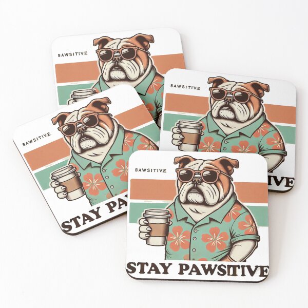 Item preview, Stay Pawsitive — Bulldog Retro Coffee Vibe designed and sold by MindsAtelier.