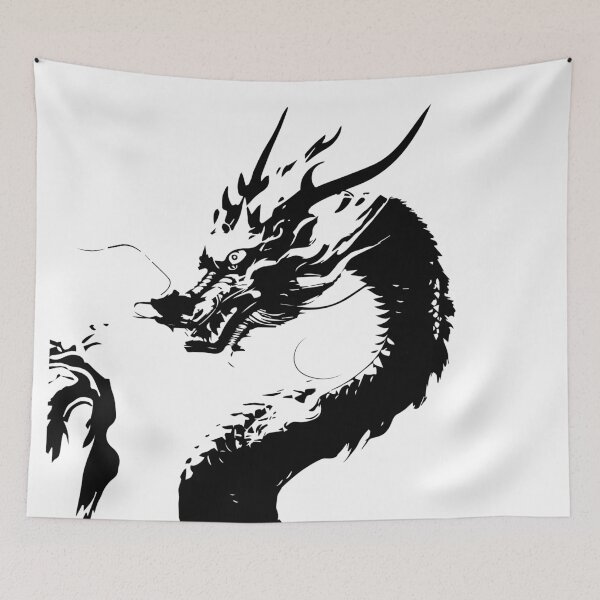 Item preview, This monochrome dragon illustration fuses japanese painting with street art, featuring aggressive brush designed and sold by zephstudoartist.