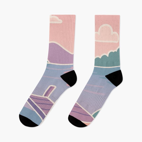 Item preview, Pastel Dreamscape Aesthetic Ethereal Sunset Lake Dock Print – Serene Relaxing Landscape Minimalist Peachy and Lavender Art designed and sold by Bored Duck.