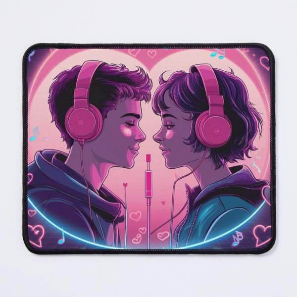 Item preview, etro Love Vibes – 80s Aesthetic Couple Sharing Music Art designed and sold by MOTAS Graphics .