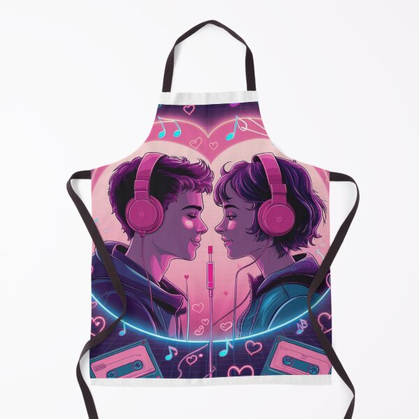 Item preview, etro Love Vibes – 80s Aesthetic Couple Sharing Music Art designed and sold by MOTAS Graphics .