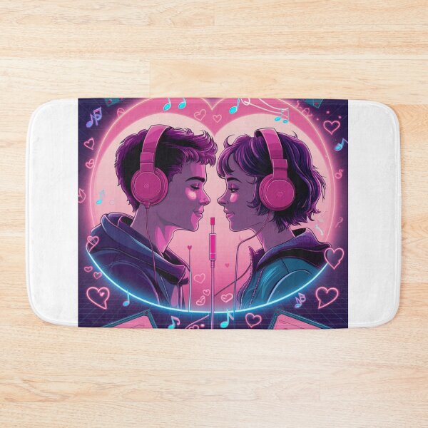 Item preview, etro Love Vibes – 80s Aesthetic Couple Sharing Music Art designed and sold by MOTAS FASHION .