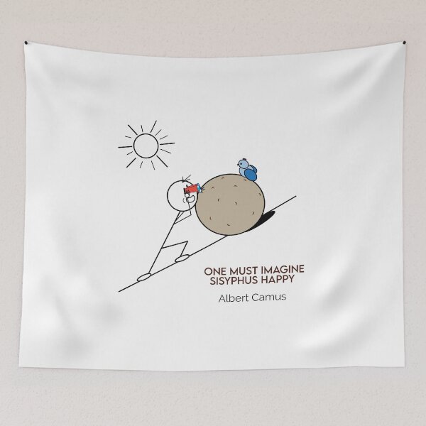 Item preview, Happy Sisyphus Birdwatching - One Must Imagine Sisyphus Happy Philosophy Cartoons designed and sold by JoyfulSisyphus.